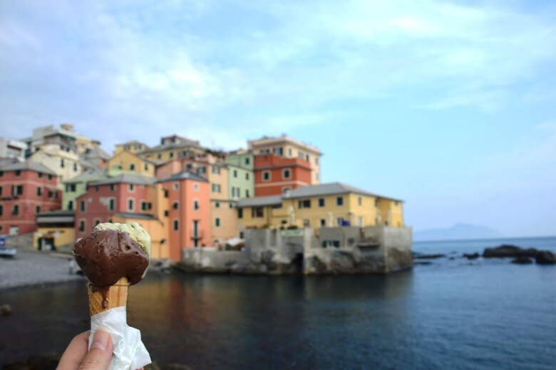 helado en el distrito de boccadasse de Génova
